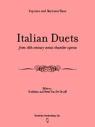 Italian Duets from 18th century comic chamber operas for Soprano and Baritone/Bass Opera duet, Italian, soprano and bass duet